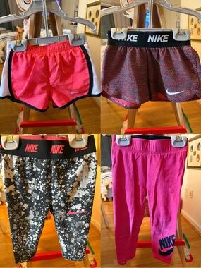 Nike Toddler Girl Bundle 2T 3T Dri-FIT Shorts Capri Leggings Pink Athletic